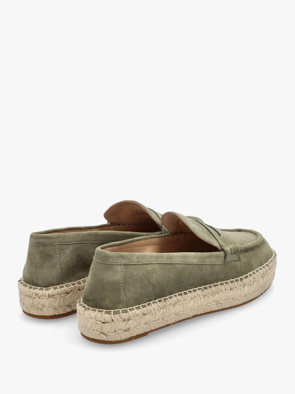 Luize Green Suede Espadrille Loafers