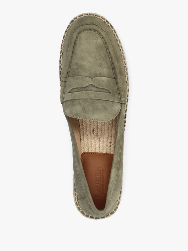 Luize Green Suede Espadrille Loafers