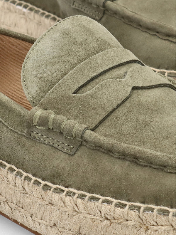 Luize Green Suede Espadrille Loafers