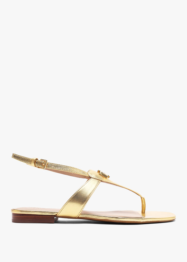 Everley Modern Gold Leather Toe Post Sandals