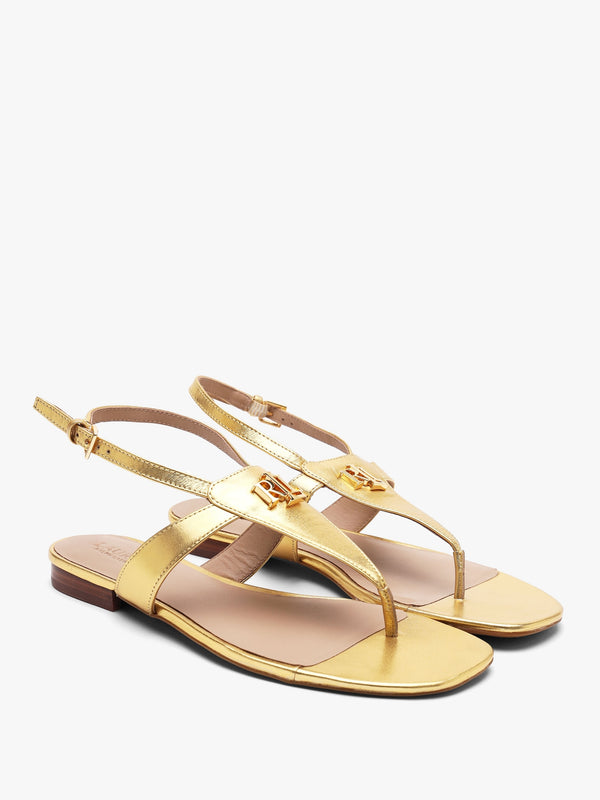 Everley Modern Gold Leather Toe Post Sandals