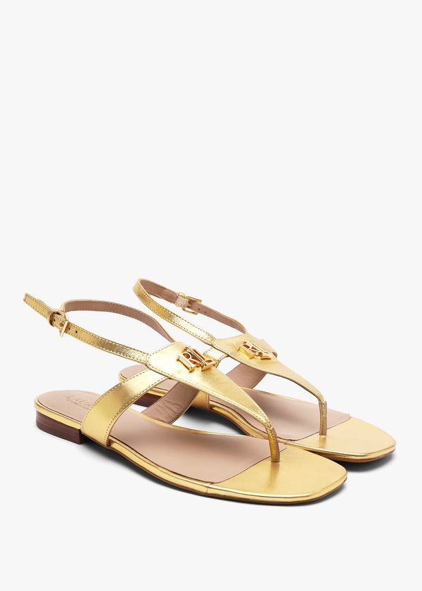 Everley Modern Gold Leather Toe Post Sandals
