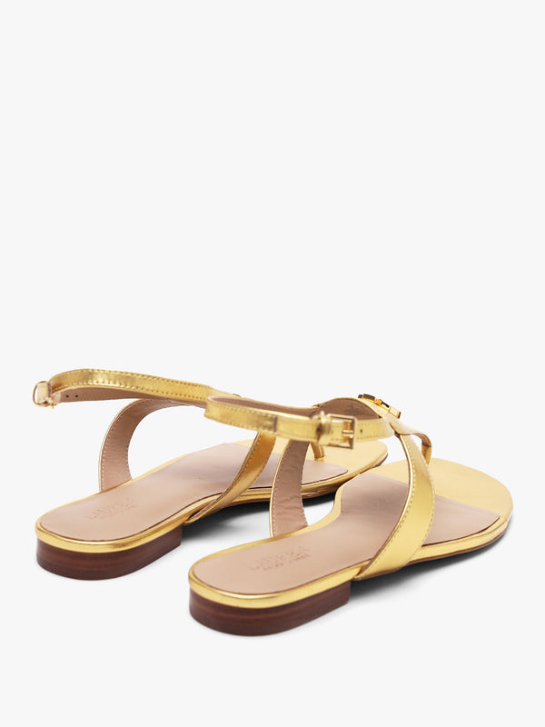 Everley Modern Gold Leather Toe Post Sandals