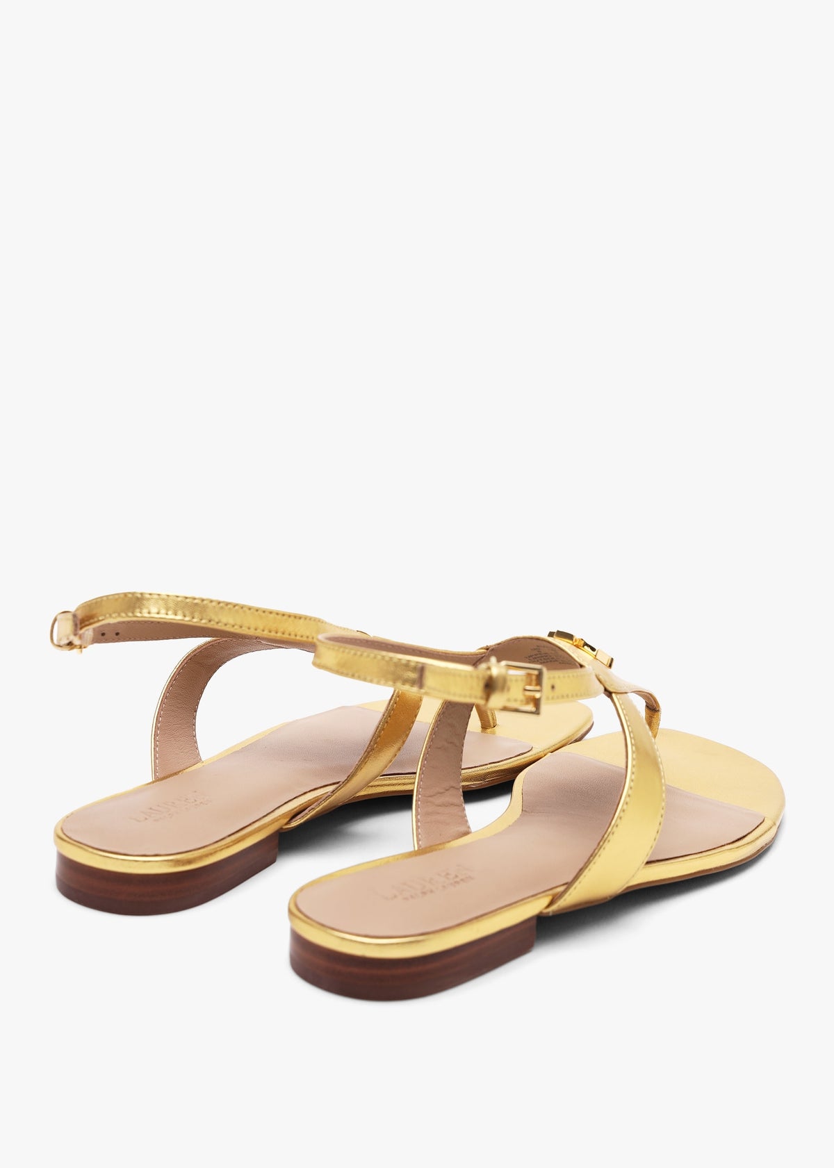 Everley Modern Gold Leather Toe Post Sandals