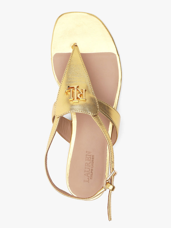 Everley Modern Gold Leather Toe Post Sandals