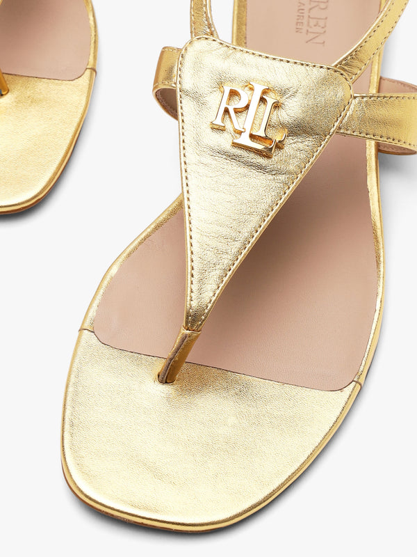 Everley Modern Gold Leather Toe Post Sandals