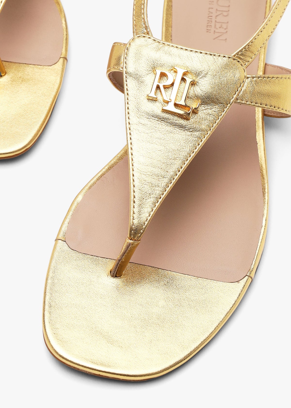 Everley Modern Gold Leather Toe Post Sandals