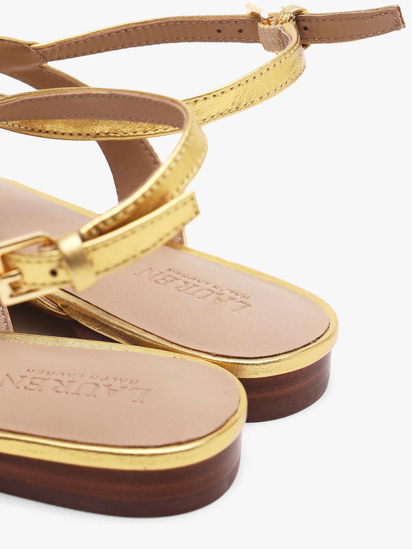Everley Modern Gold Leather Toe Post Sandals