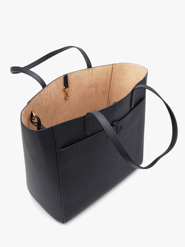 Large Cameryn Black Pebbled Leather Tote Bag