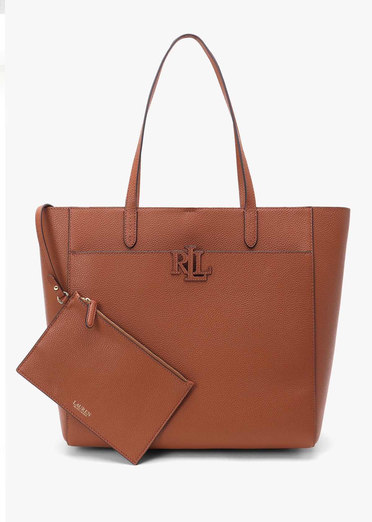 Large Cameryn Lauren Tan Pebbled Leather Tote Bag