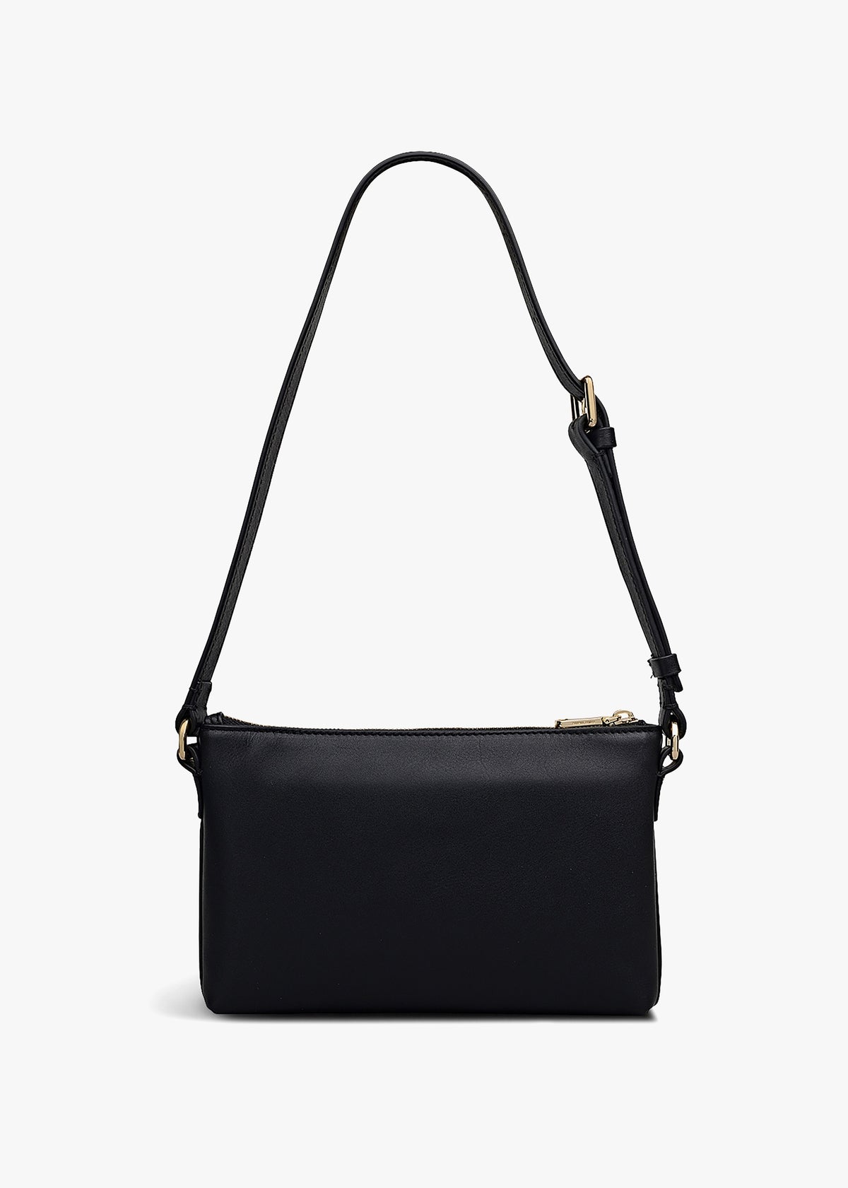 Mini Pockets Top Zip EW Black Leather Shoulder Bag