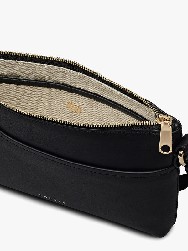 Mini Pockets Top Zip EW Black Leather Shoulder Bag