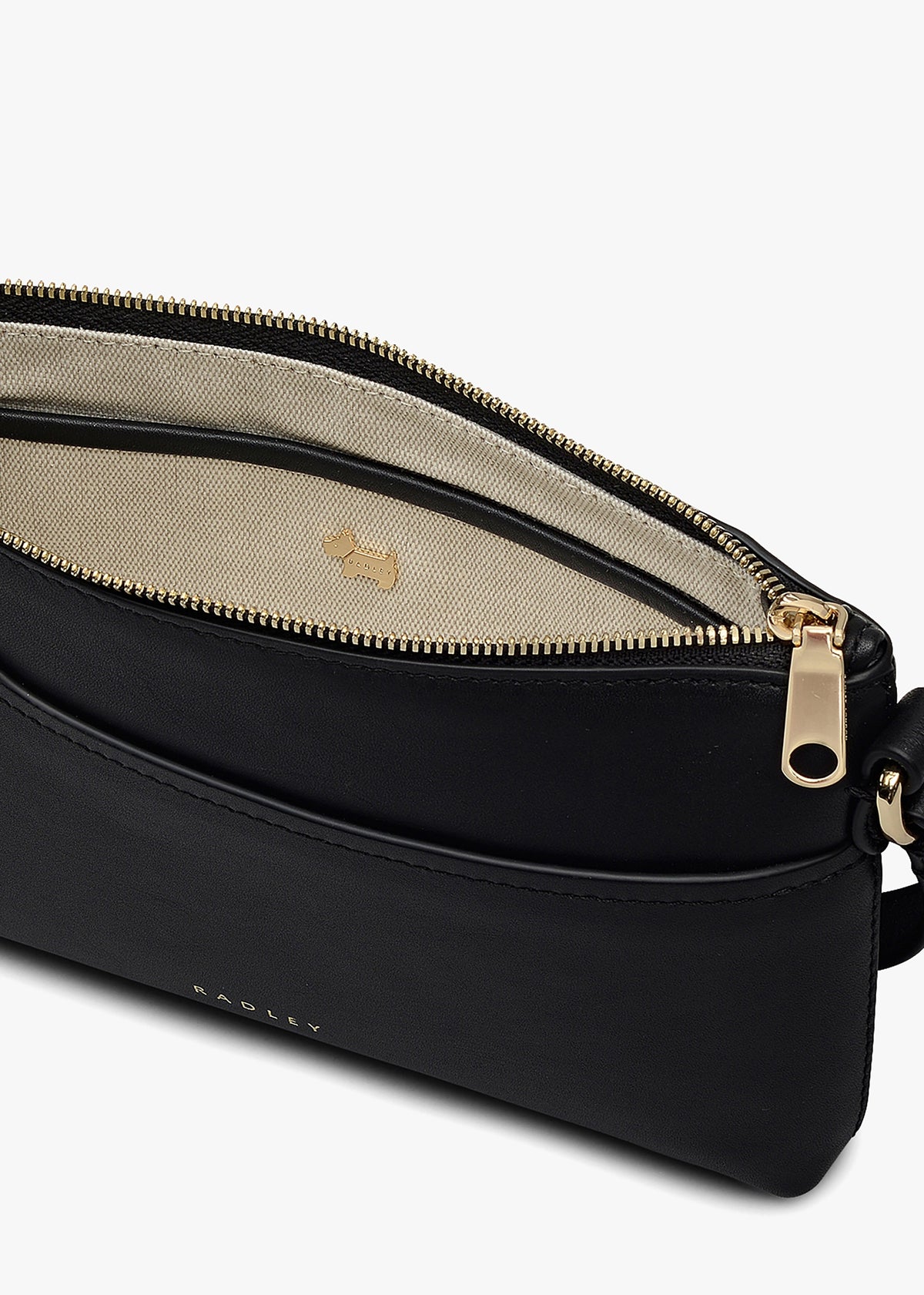 Mini Pockets Top Zip EW Black Leather Shoulder Bag