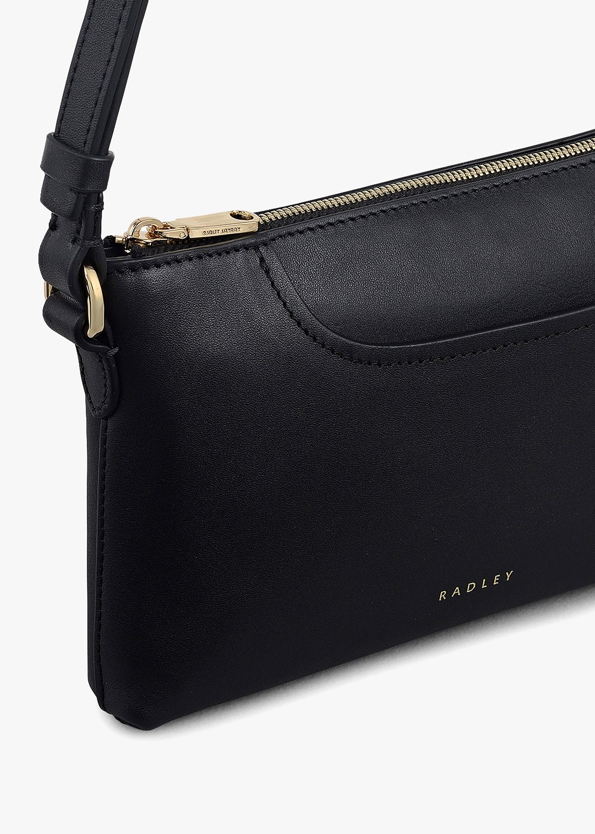Mini Pockets Top Zip EW Black Leather Shoulder Bag
