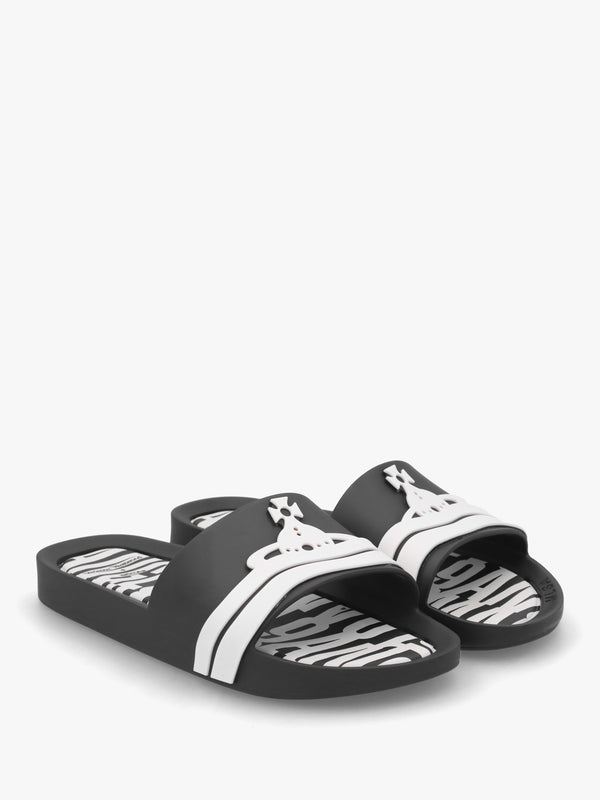 x Melissa Black Contrast Orb Beach Sliders