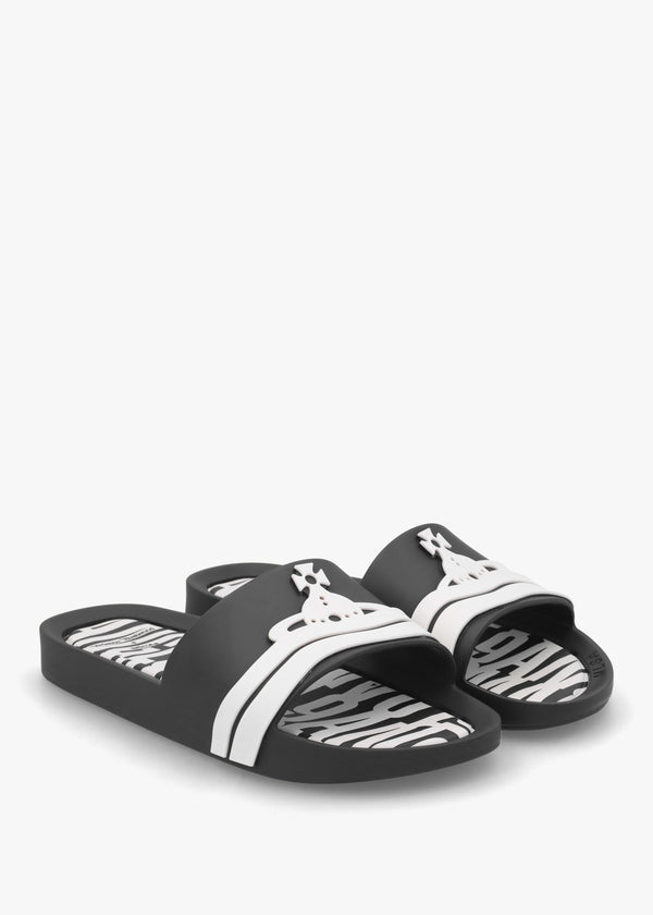x Melissa Black Contrast Orb Beach Sliders