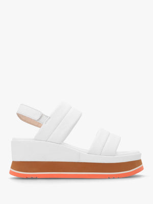 Omaha White Leather Chunky Flatform Sandals