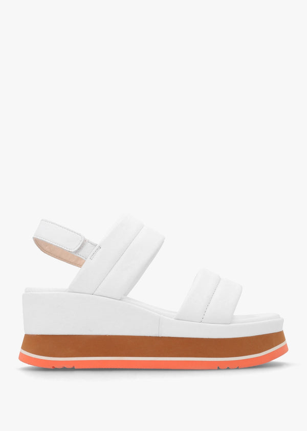 Omaha White Leather Chunky Flatform Sandals