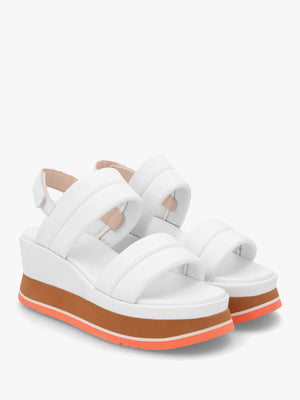 Omaha White Leather Chunky Flatform Sandals