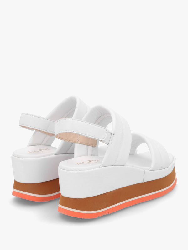 Omaha White Leather Chunky Flatform Sandals