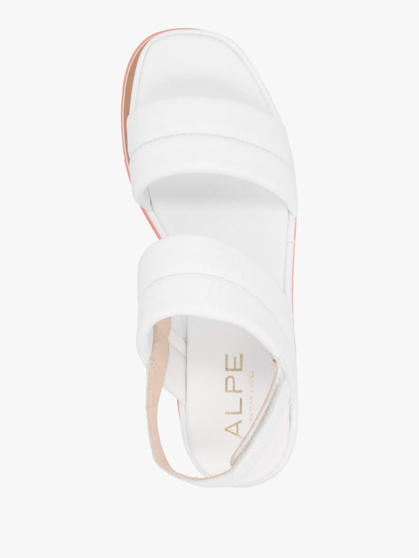Omaha White Leather Chunky Flatform Sandals
