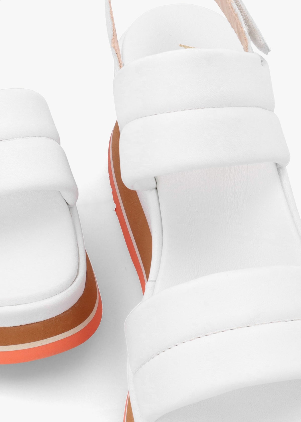 Omaha White Leather Chunky Flatform Sandals