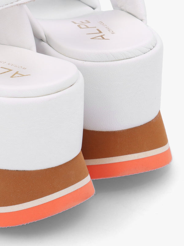 Omaha White Leather Chunky Flatform Sandals
