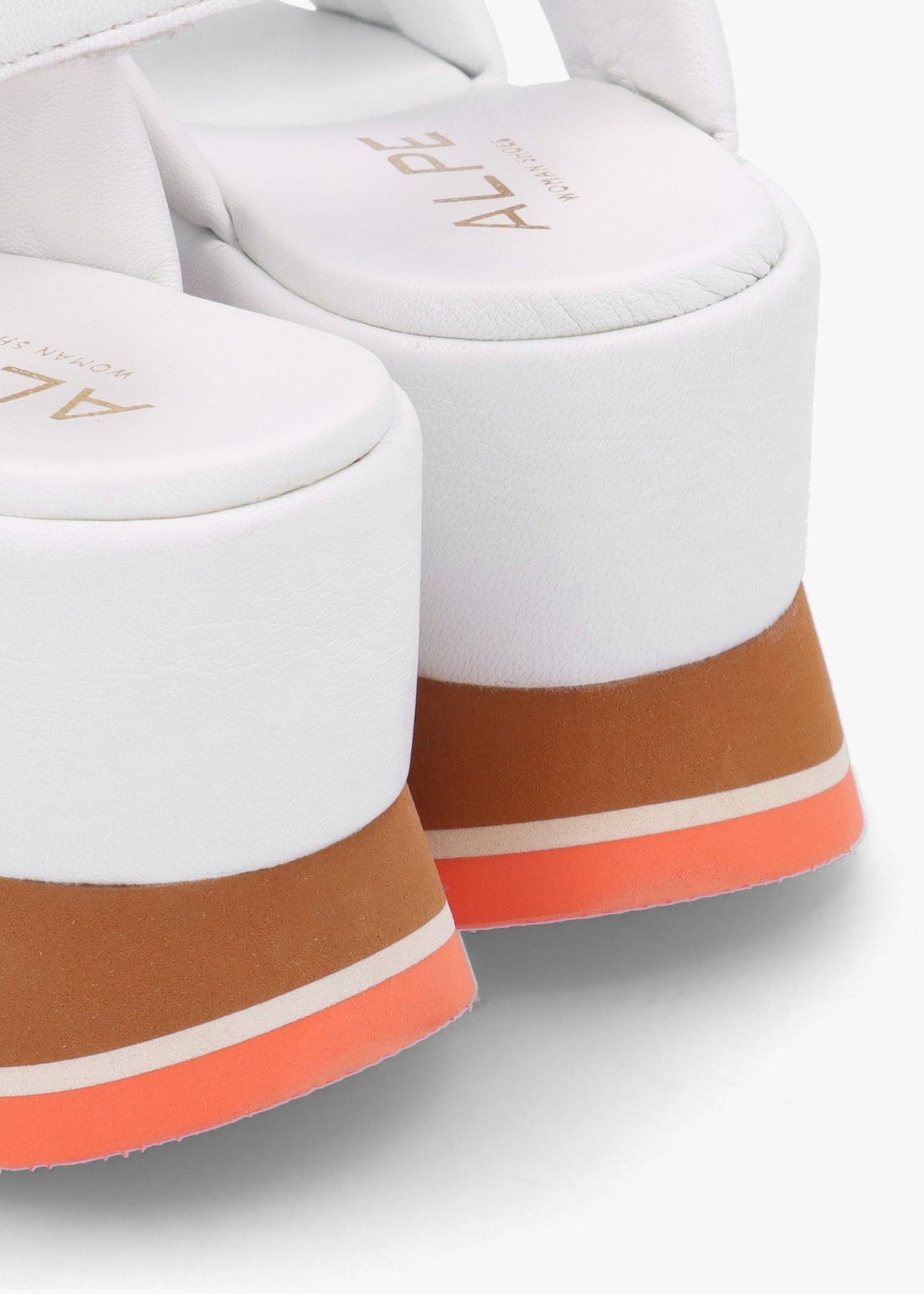 Omaha White Leather Chunky Flatform Sandals