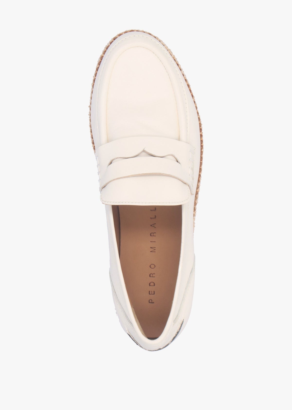 Campion White Leather Raffia Trim Loafers