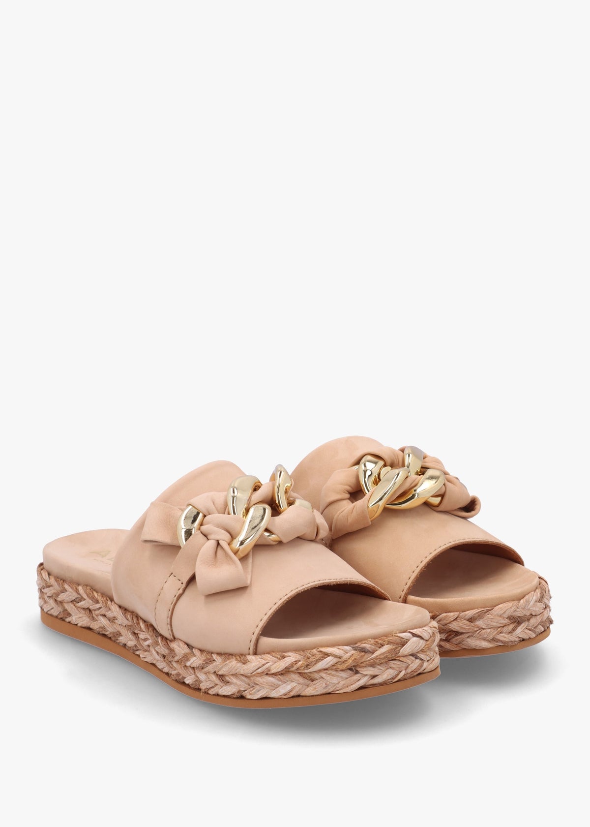Nashville Beige Suede Chain Trim Flat Mules