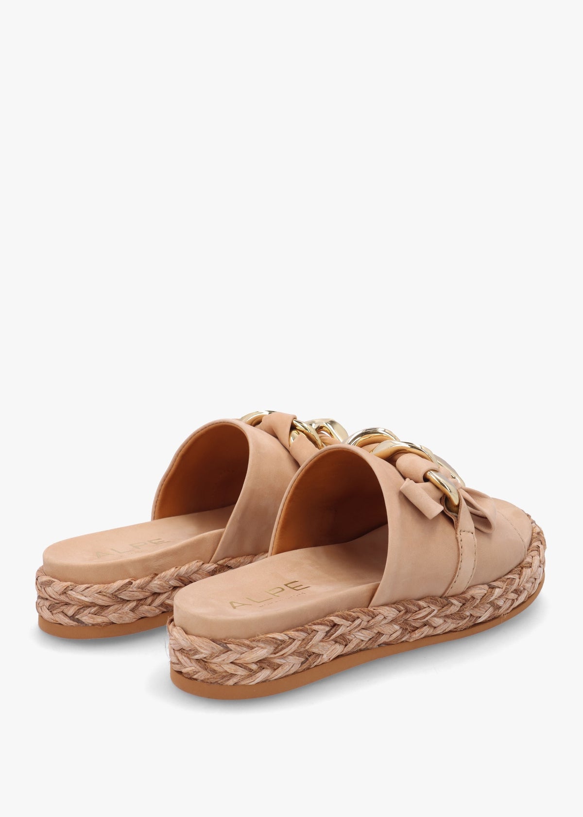 Nashville Beige Suede Chain Trim Flat Mules