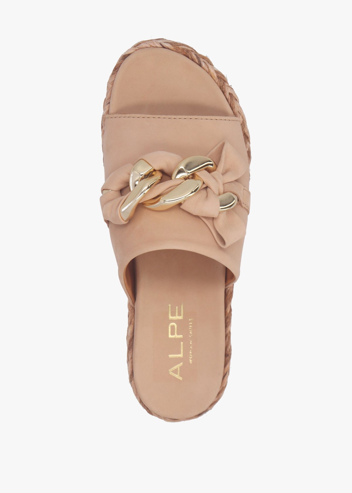 Nashville Beige Suede Chain Trim Flat Mules