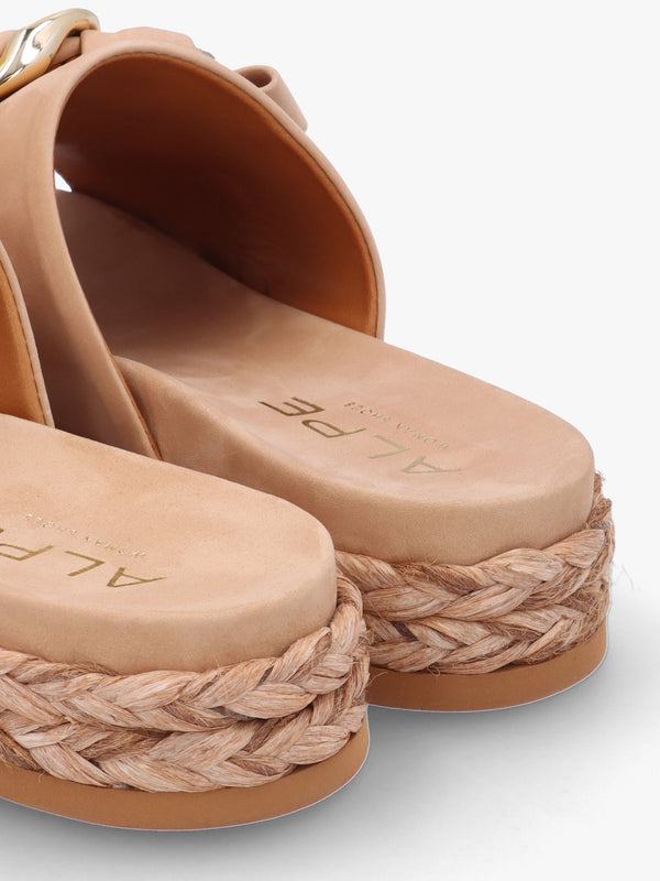 Nashville Beige Suede Chain Trim Flat Mules