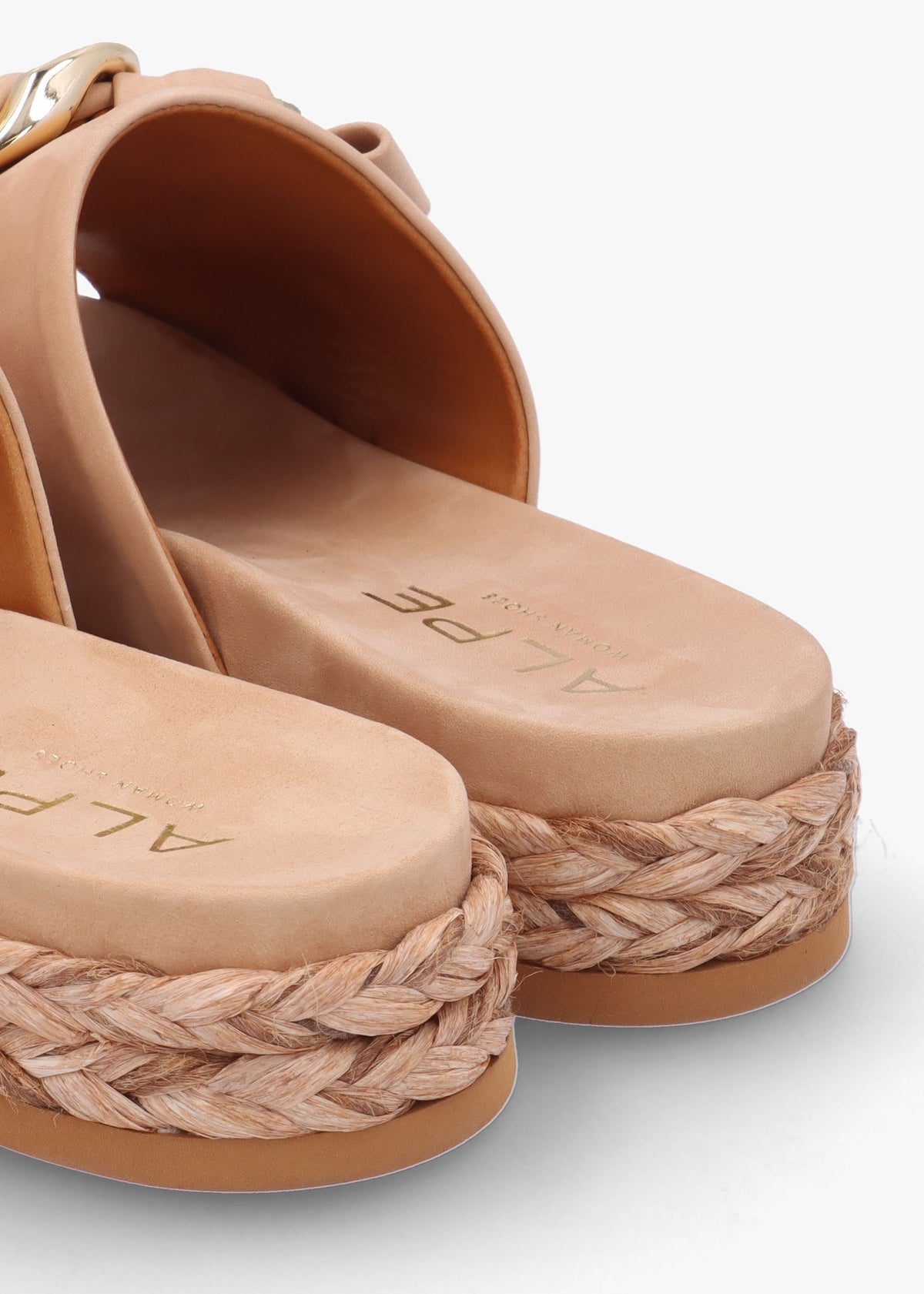Nashville Beige Suede Chain Trim Flat Mules