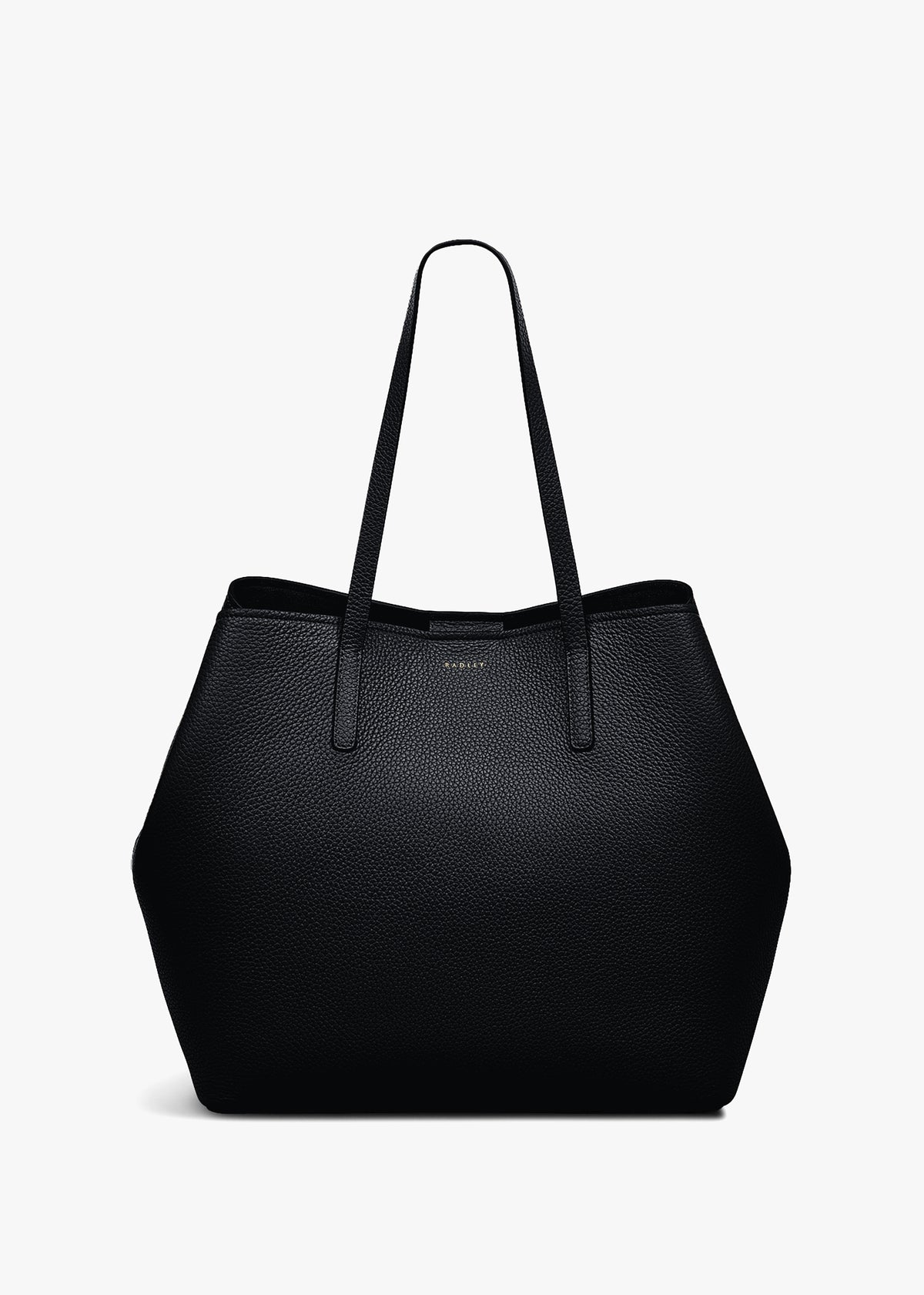 Large Dukes Place Open Top Black Leather Tote Bag
