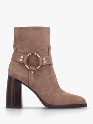 Sarny Mink Suede Block Heel Ankle Boots