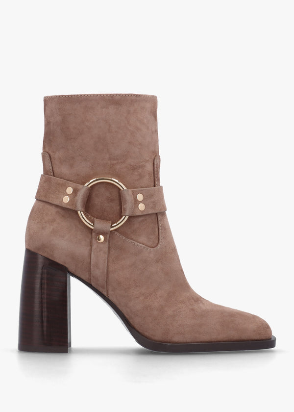 Sarny Mink Suede Block Heel Ankle Boots