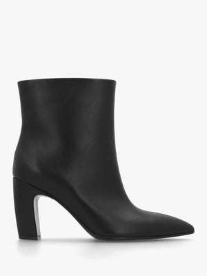 Suzie Black Leather Curved Heel Ankle Boots