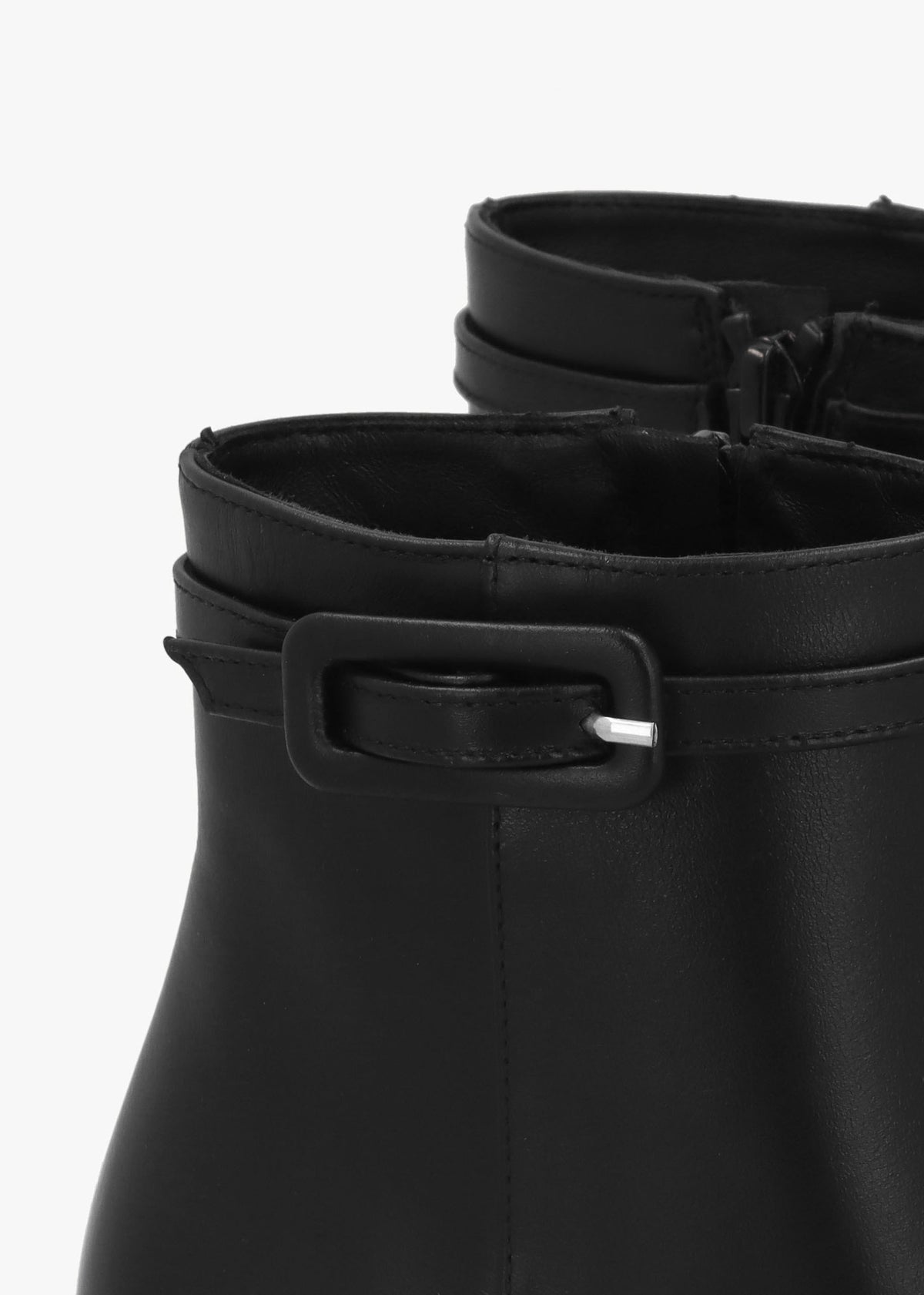 Sera Black Leather Block Heel Ankle Boots