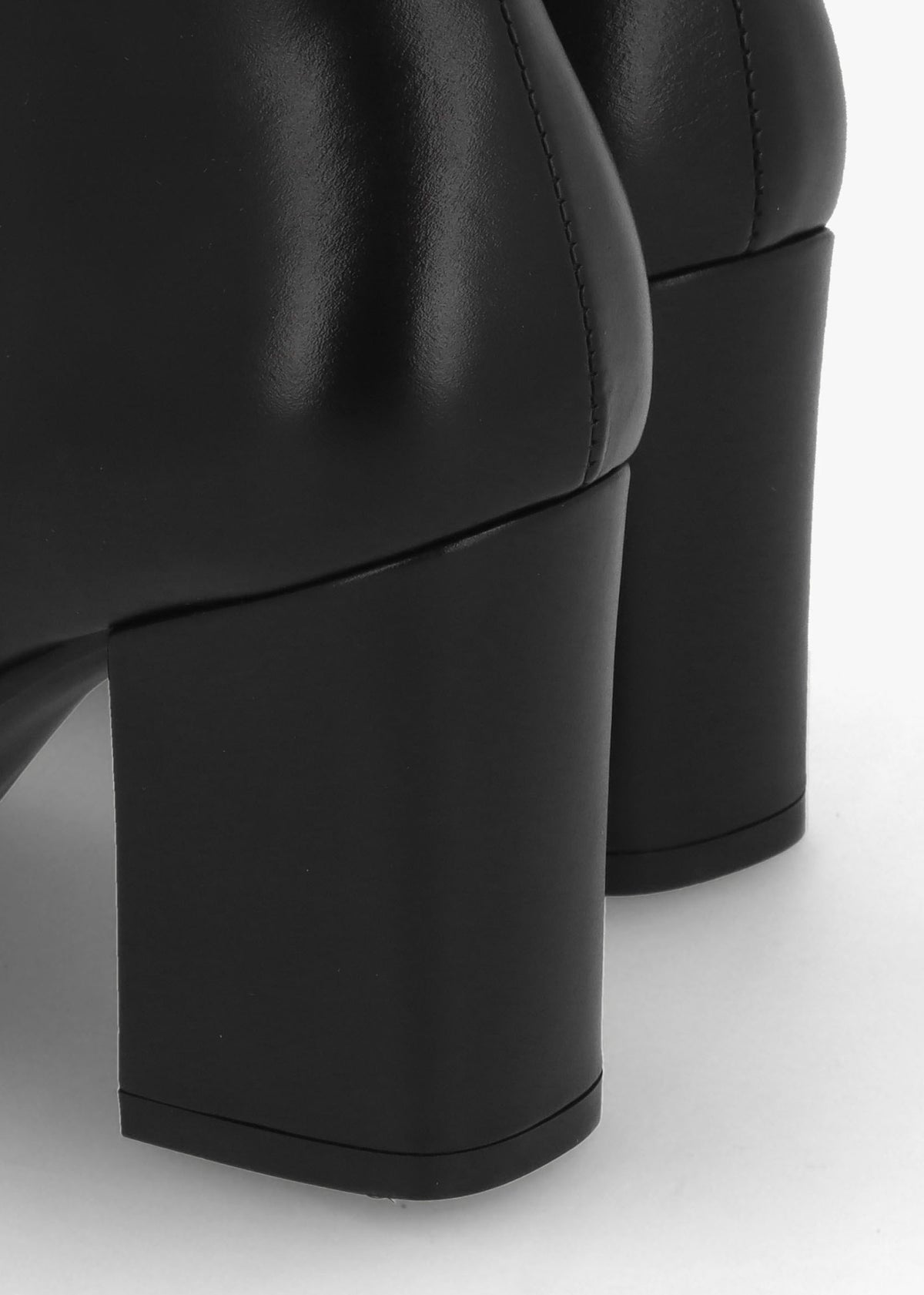 Sera Black Leather Block Heel Ankle Boots