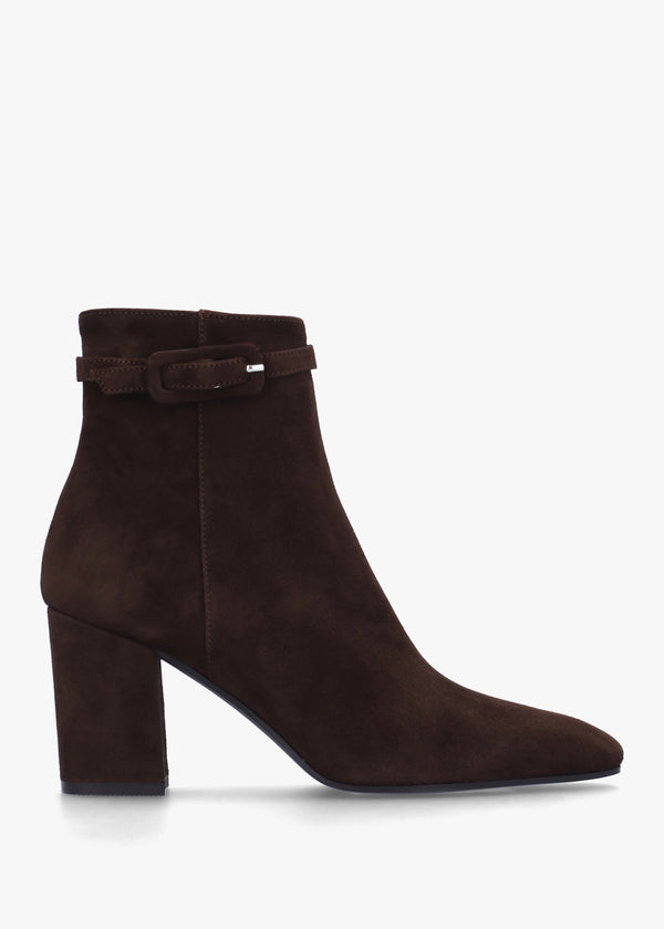 Sera Brown Suede Block Heel Ankle Boots