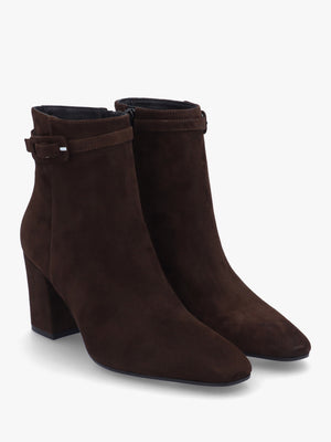 Sera Brown Suede Block Heel Ankle Boots