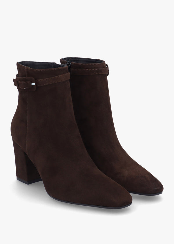 Sera Brown Suede Block Heel Ankle Boots