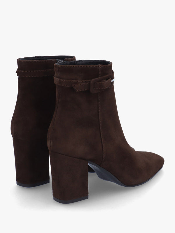 Sera Brown Suede Block Heel Ankle Boots