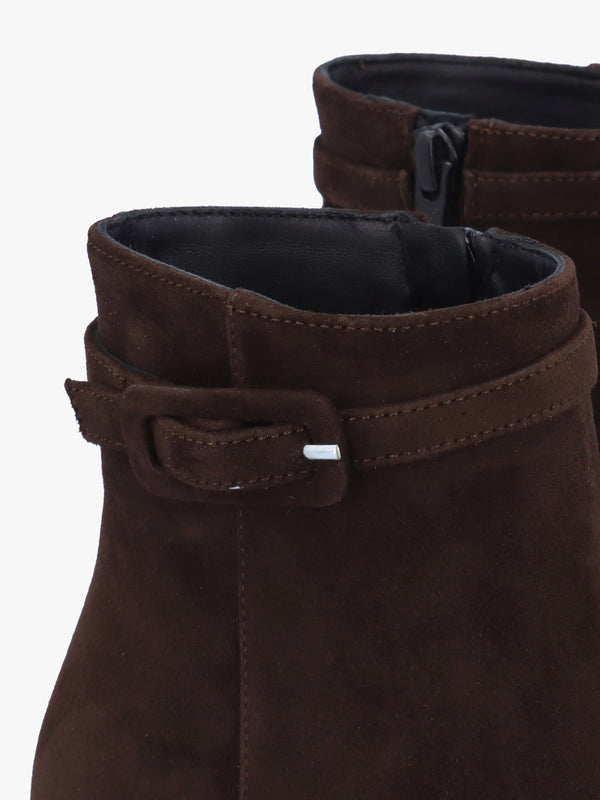 Sera Brown Suede Block Heel Ankle Boots