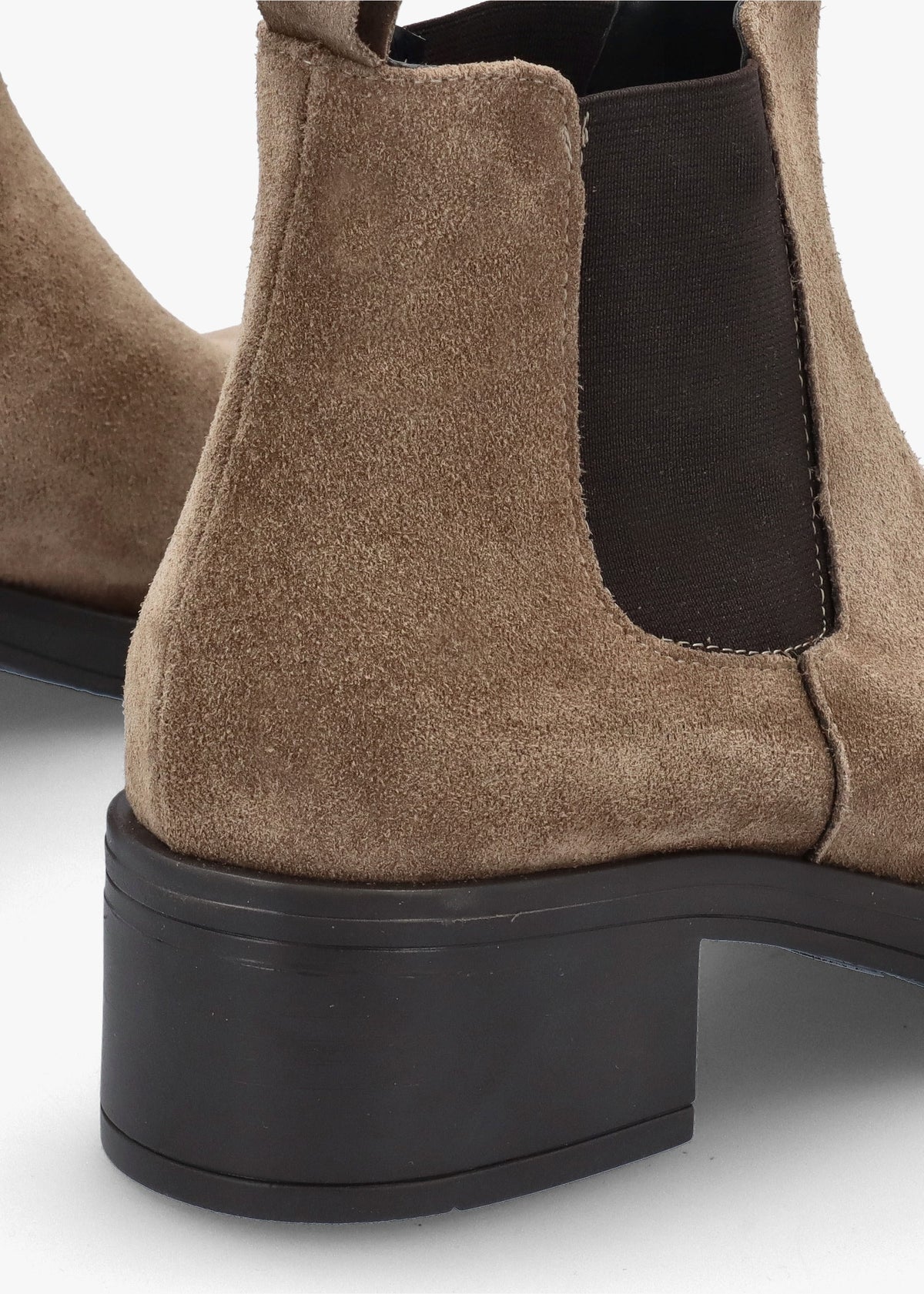 Taupe Suede Block Heel Chelsea Boots