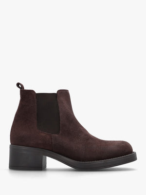 Brown Suede Block Heel Chelsea Boots
