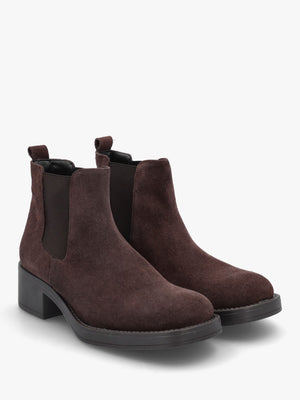 Brown Suede Block Heel Chelsea Boots
