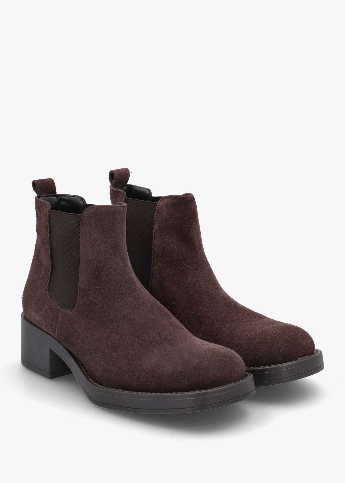 Brown Suede Block Heel Chelsea Boots