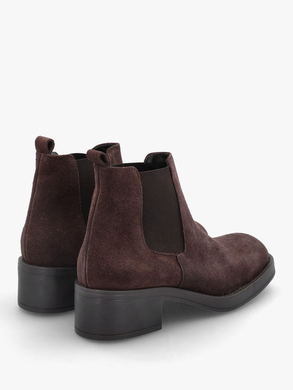 Brown Suede Block Heel Chelsea Boots